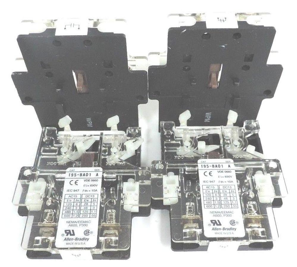 Used LOT OF 4 ALLEN BRADLEY 195-BA01 AUXILARY CONTACT SER A 195BA01