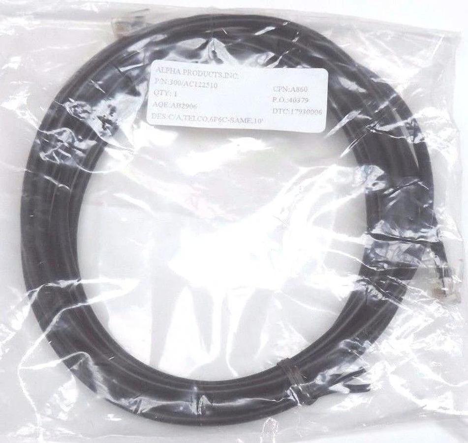 Used LOT OF 4 NEW ALPHA PRODUCTS, INC. P/N: 300/AC122510, C/A, TELCO, 6P6C-SAME, 10'