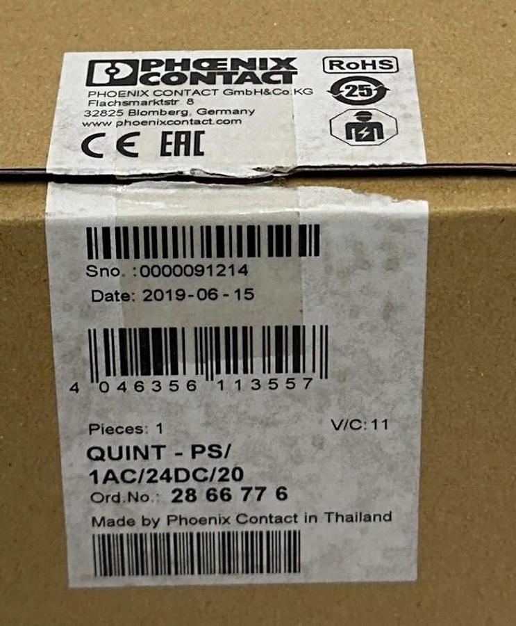 Used PHOENIX CONTACT QUINT-PS/1AC/24DC/20 / 2866776 QUINT POWER SUPPLY 24VDC OUT NSMP