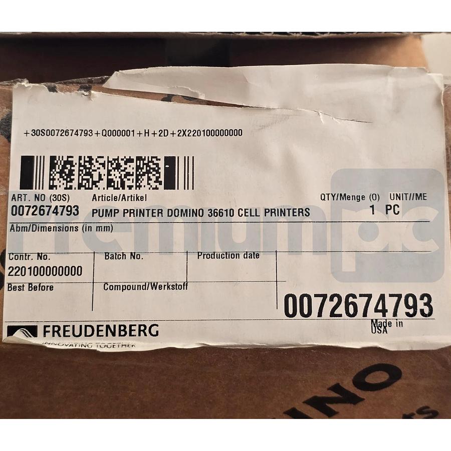 Domino 36610 | 36610RE RFB Pumphead Type 1 Peristaltic DCP Pump Head NSMP