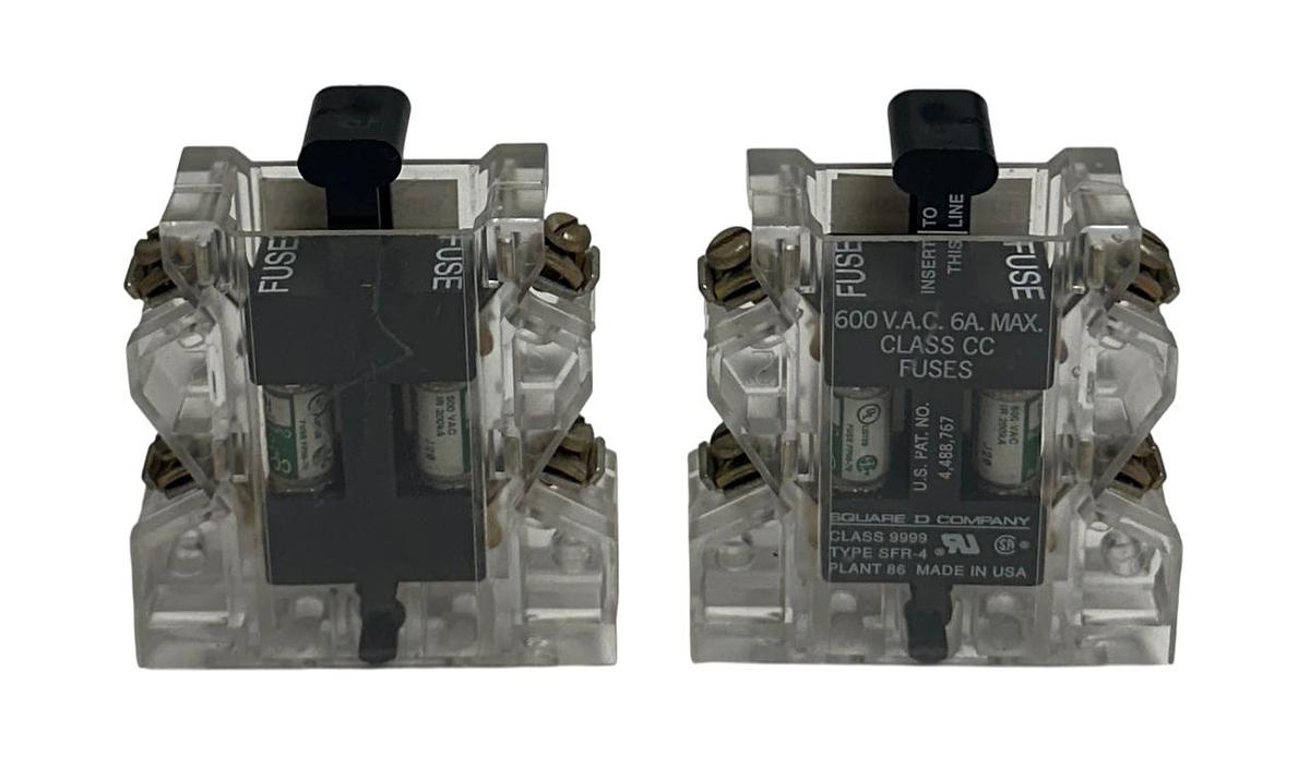 Used 2 SQUARE D A300110-381-01B / 9999 SFR-4 AUXILIARY FUSE HOLDER 2-FUSE 600VAC USNP