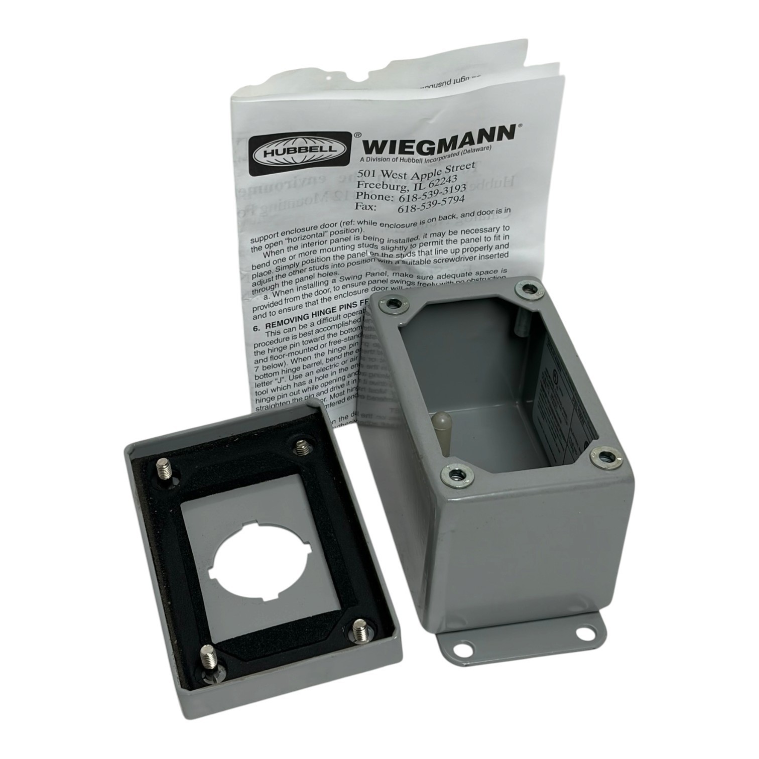 Used Hubbell Wiegmann PSL1WW Pushbutton Enclosure 1 Hole Gray Steel Lot of 2