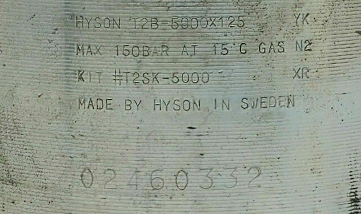 Used HYSON T2B-5000X125 NITROGEN GAS SPRING 150BAR T2B-5000 T2B-5000-125 YK