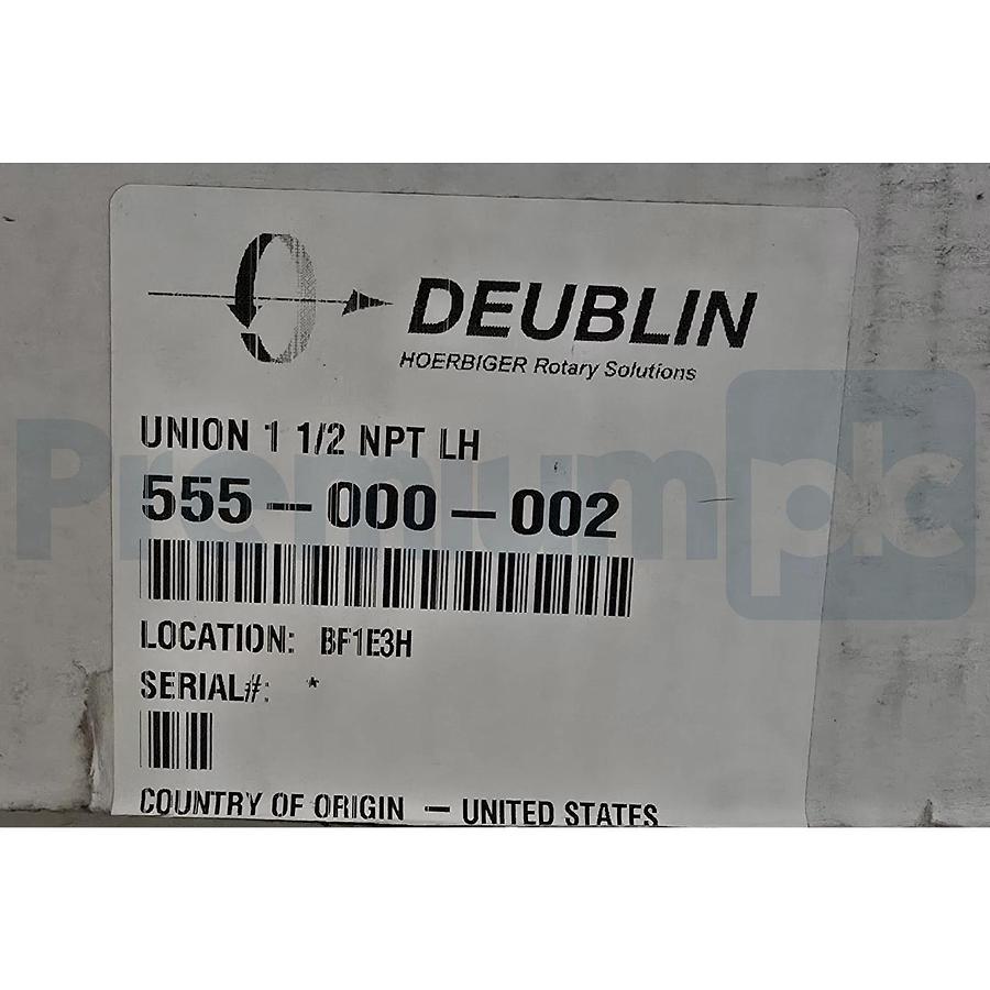 Deublin 555-000-002 | 555000002 Brass Rotary Union 1-1/2" NPT LH Thread NSMP