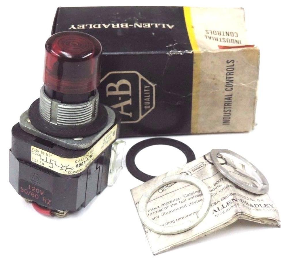 Used NIB ALLEN BRADLEY 800T-PT16 PUSHBUTTON 800TPT16 SER. N W/ 800T-XA SER. C CONTACT