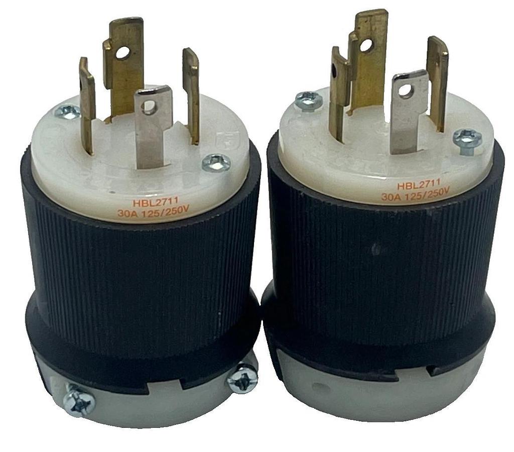 (2) HUBBELL HBL2711 Twist-Lock Industrial Plug 30A 125/250V