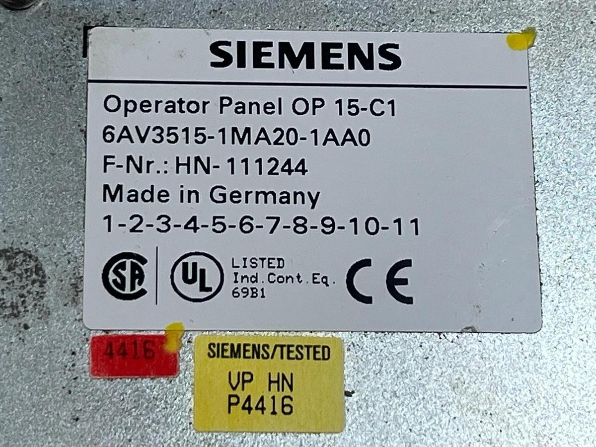 Used Siemens SIMATIC OP15-C Operator Panel HMI 6AV3515-1MA20-1AA0