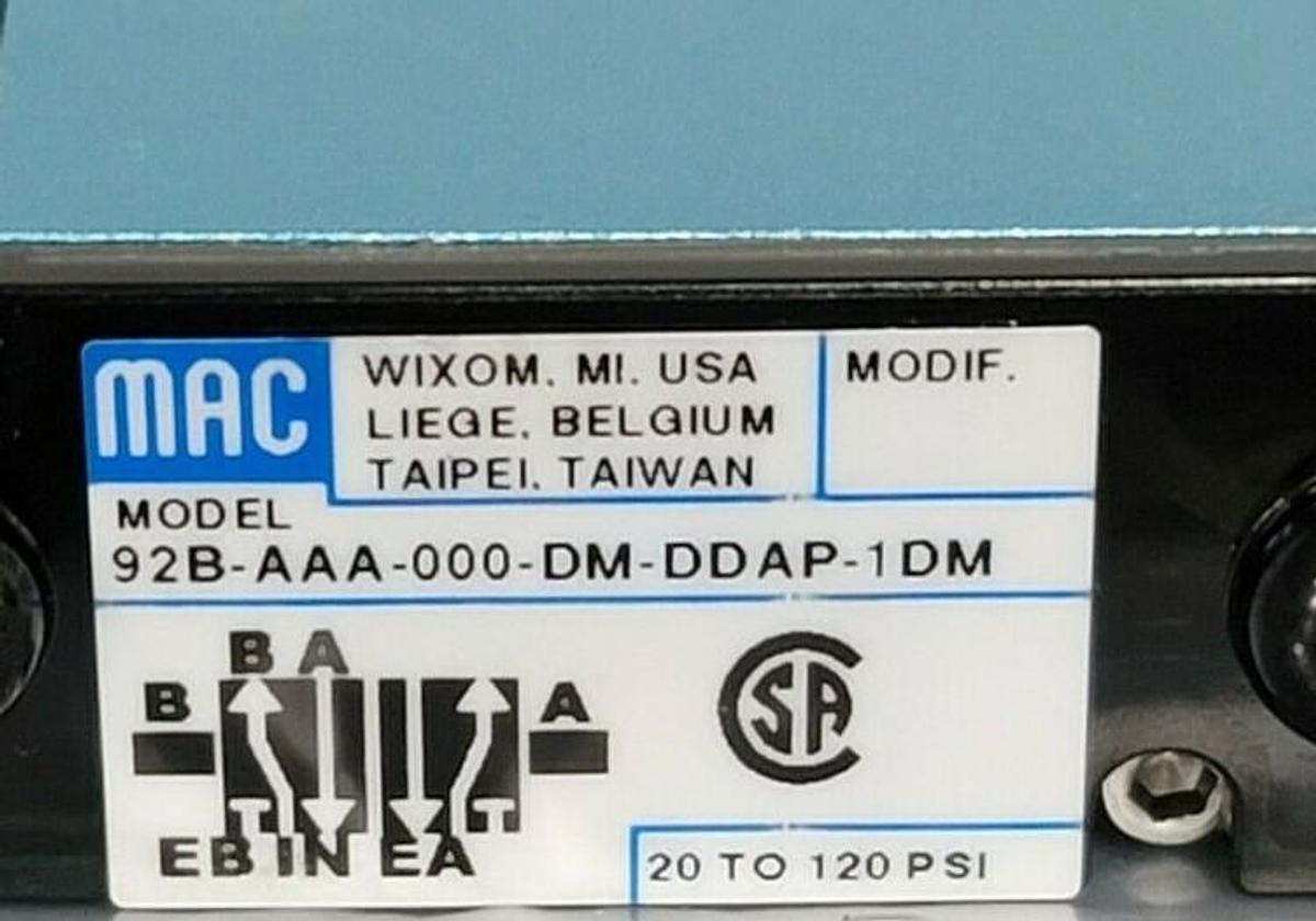 NIB MAC 92B-AAA-000-DM-DDAP-1DM SOLENOID VALVE 24VDC 5.4W