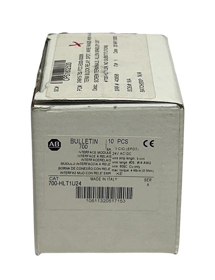 10 ALLEN BRADLEY 700-HLT1U24 /A BULLETIN 700 INTERFACE MODULES 24VAC/DC NSMP