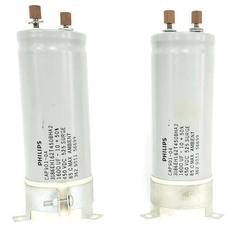 Used LOT OF 2 PHILIPS CAP901-04 3186EH162T450BHA2 CAPACITORS 1600UF -10+50% 450VDC