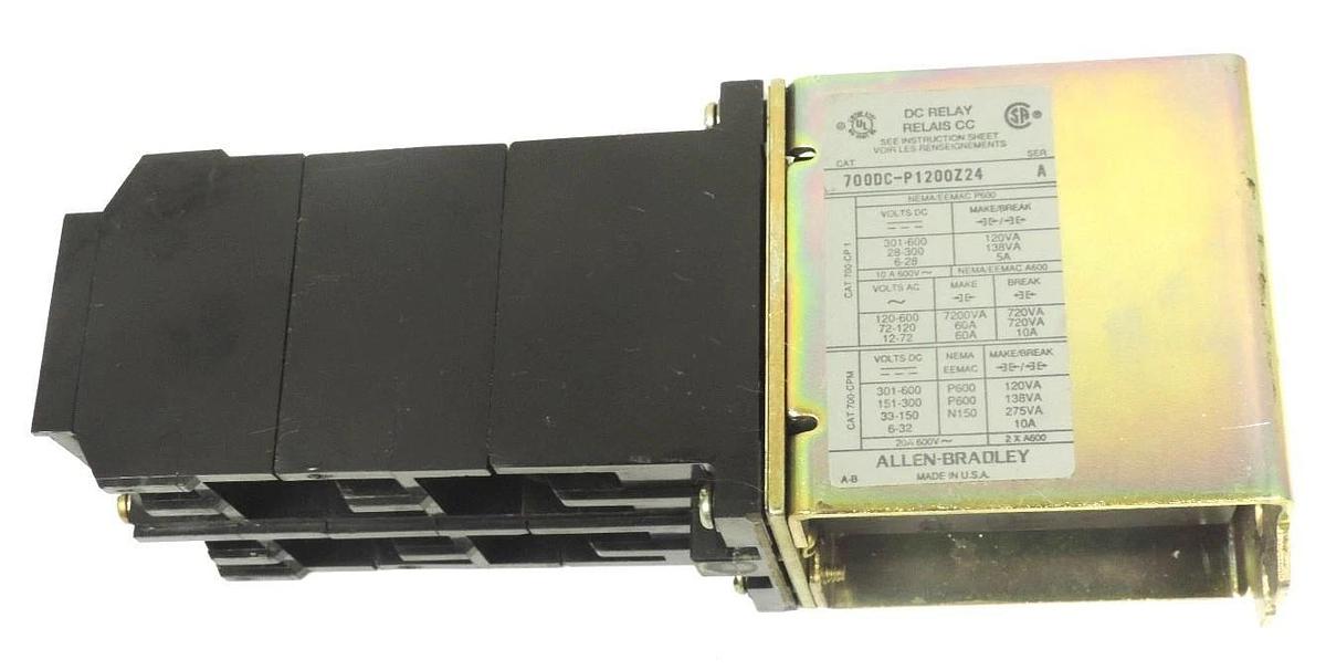 Used ALLEN BRADLEY 700DC-P1200Z24 DC RELAY 700DCP1200Z24 SER. A, 24V PD174 COIL