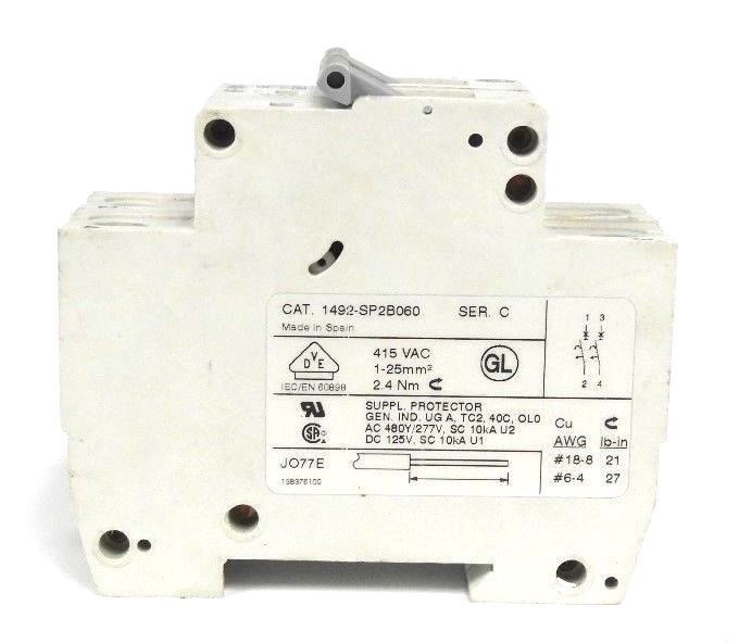 Used ALLEN BRADLEY 1492-SP2B060 MINIATURE CIRCUIT BREAKER SER. C