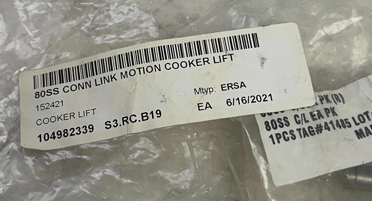 Used PEER 80SS / 152421 OEM MOTION CONNECTION LINK FOR BLENTECH COOKER LIFT NSMP