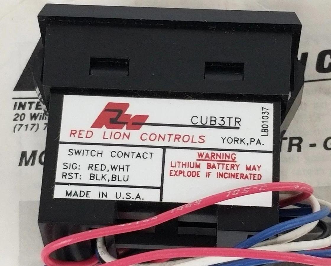 Used NIB RED LION CUB3TR00 TIME TOTALIZER 5-DIGIT HOUR METER REMOTE RESET, CUB3RT