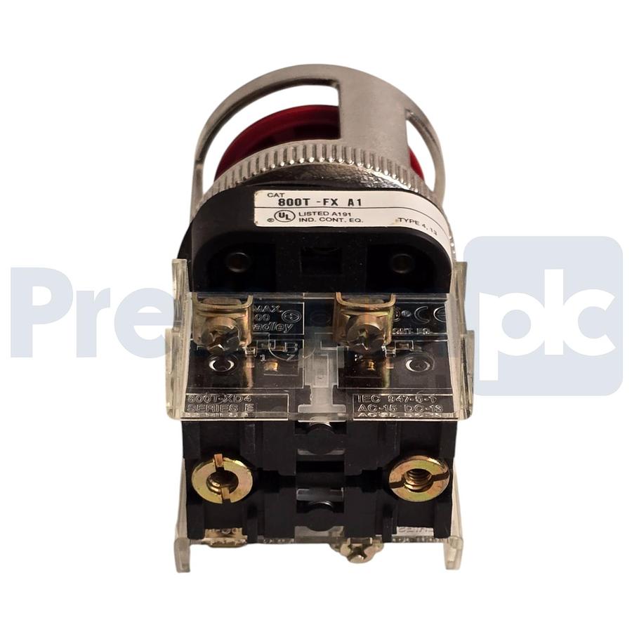 Used ALLEN BRADLEY 800T-FX6A1 /T 30mm RED 2-POS. PUSH/PULL PB 800TFXA1 w/GUARD NSNP