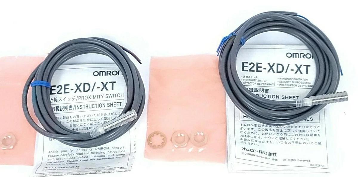 Used LOT OF 2 NIB OMRON E2E-X2D1-N PROXIMITY SWITCHES 8MM 2MM SENSING 2M CABLE