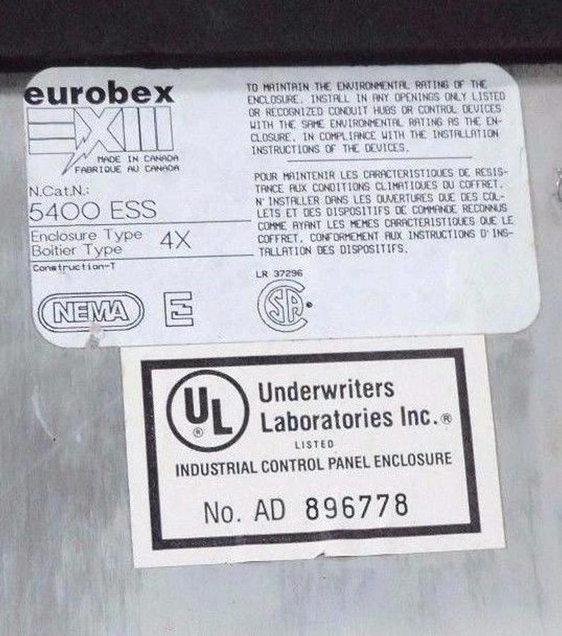 Used EUROBEX 5400 ESS PANEL BOX ENCLOSURE WITH BACK PLATE