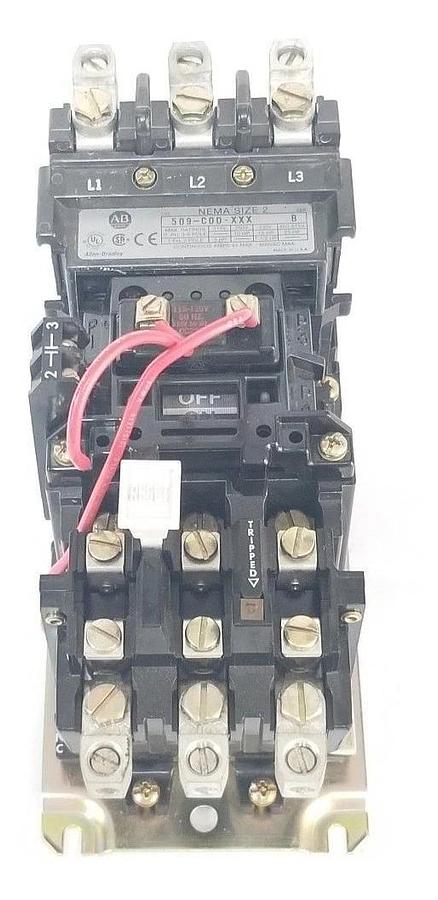 Used ALLEN BRADLEY 509-COD-XXX STARTER SIZE 2, SER. B, 120V 60HZ, CC236 , 595-A
