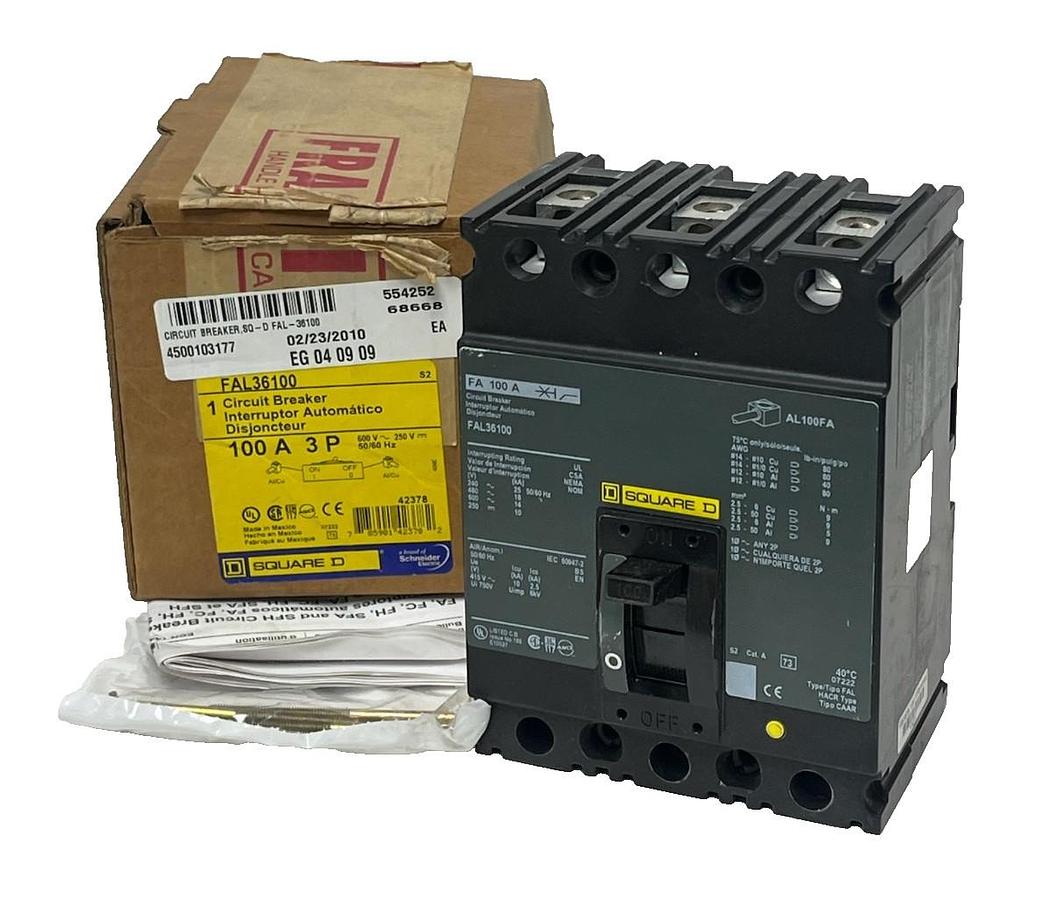 SQUARE D FAL26100 Circuit Breaker | 100A 2P 600V w/ Screws , NSMP
