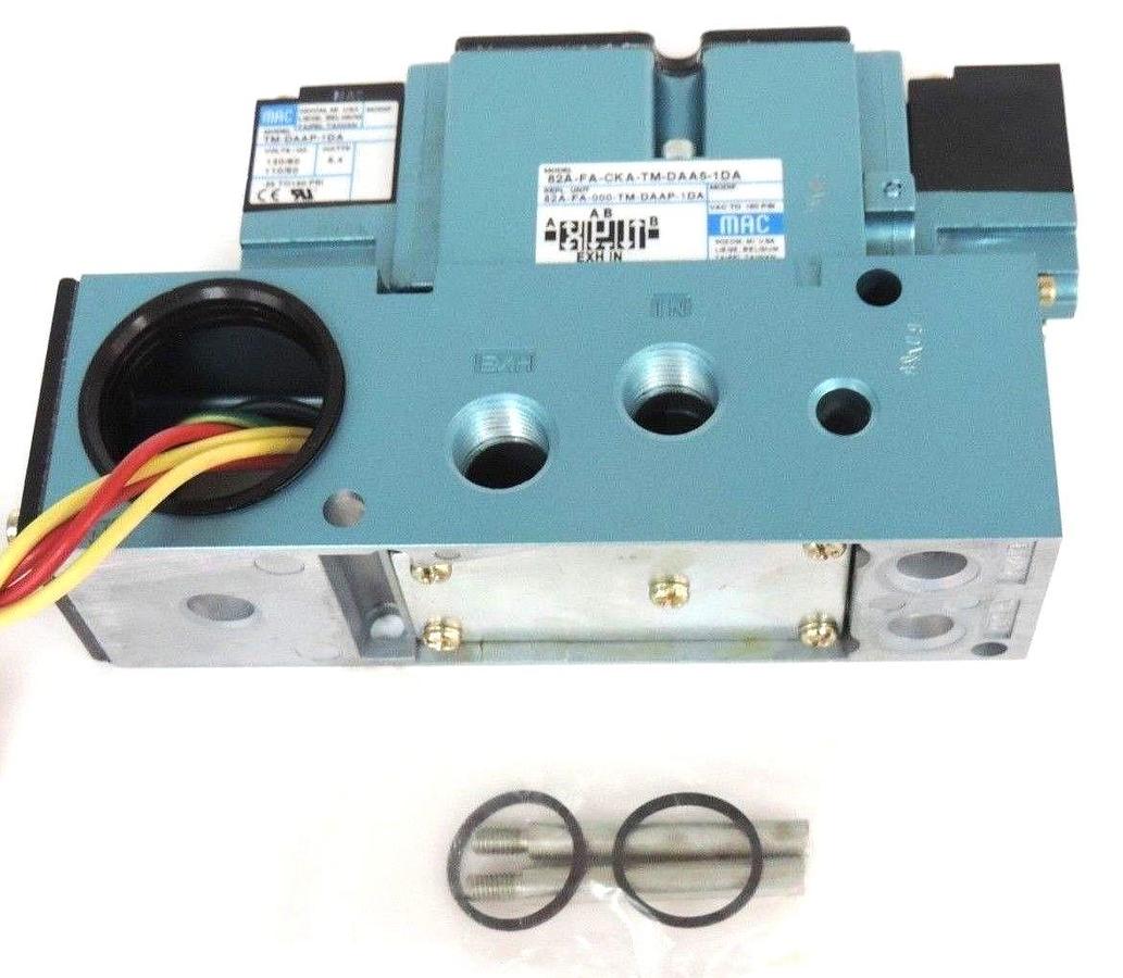Used NEW MAC 82A-FA-CKA-TM-DAA5-1DA VALVE W/ TM-DAAP-1DA SOLENOIDS 6.4 WATTS