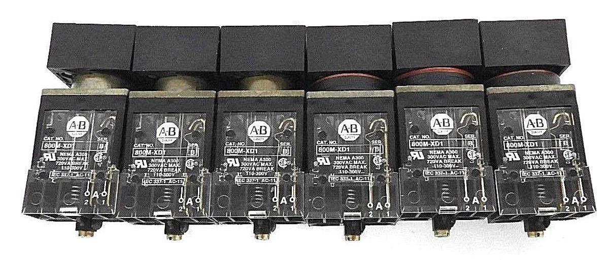 Used LOT OF 6 ALLEN BRADLEY 800MB-XO SER. A OPERATOR FOR PUSHBUTTON SWITCHES 800M-XD1
