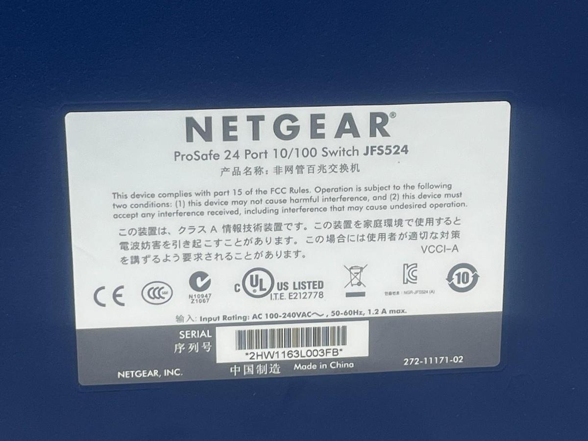 Used NETGEAR JFS524 ProSafe 24-Port 10/100 Mbps Fast Ethernet Switch Rackmount, NSNP