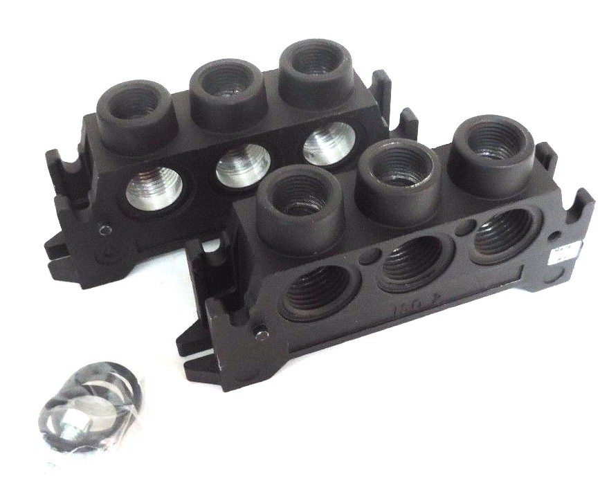 Used LOT OF 2 NEW NORGREN ISO 2 END PLATE MANIFOLD BLOCKS
