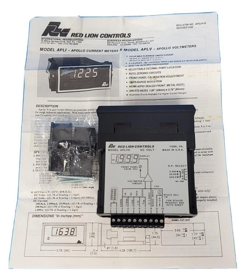 Used NEW RED LION APLVD410 PANEL VOLTMETER MODEL APLVD