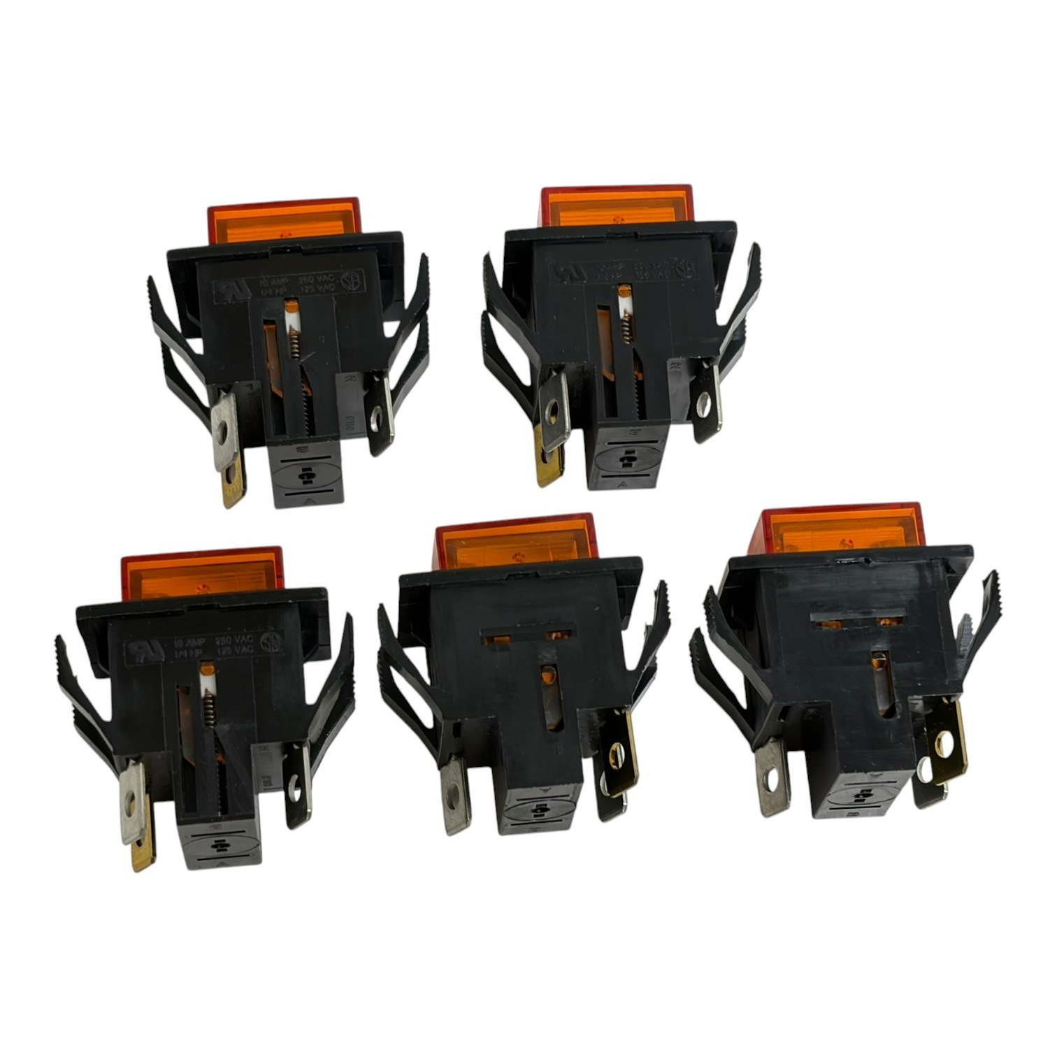 Used Lot of 5 Oslo Controls Amber Lighted Latching Push Button Switch 10A 250VAC New