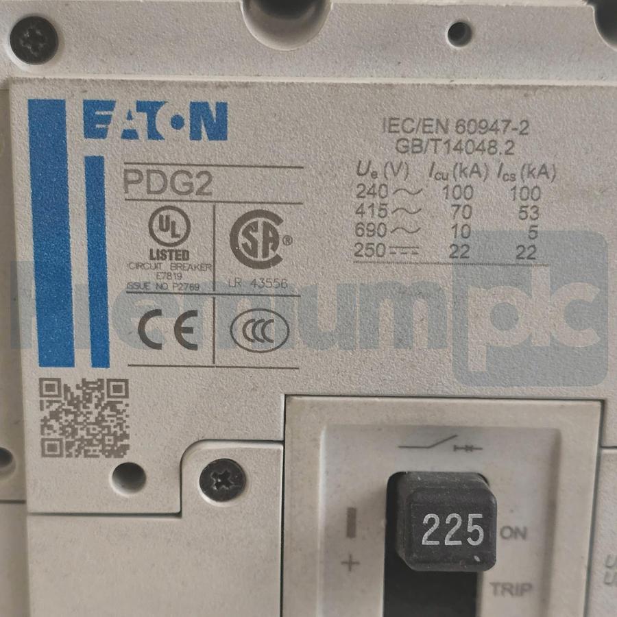 Used Eaton PDG23M0225TFFL PDG2 Power Defense 225A 3 Pole 600V Circuit Breaker USPI