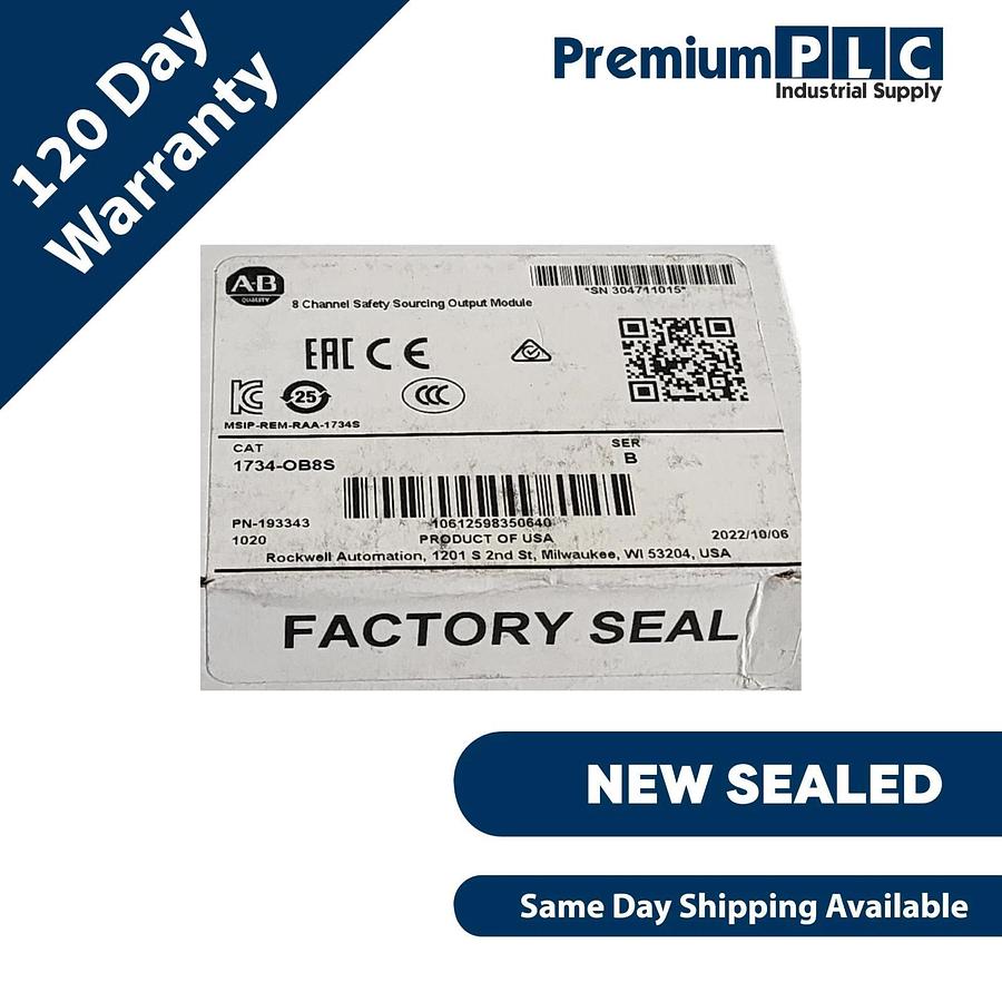 Used NEW F/S ALLEN BRADLEY 1734-OB8S /B POINT I/O 8-CH SAFETY SOURCING OUTPUT 2022 731938831373