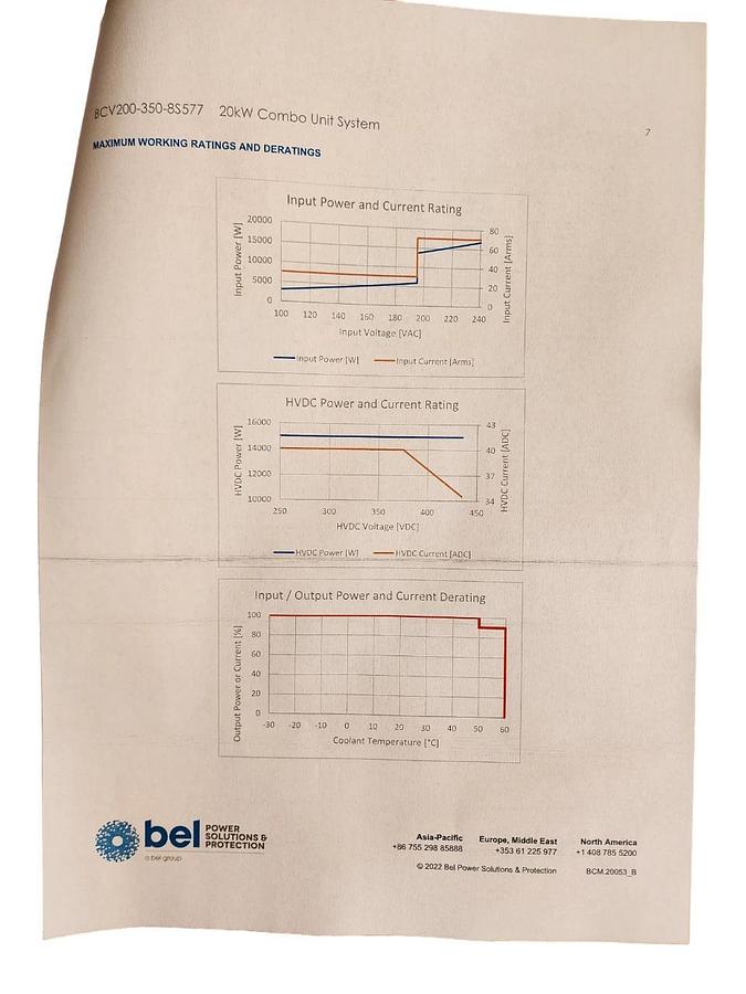 Used BEL POWER SOLUTIONS BCV200-350-8S577 / BCV200-350-8 20kW INVERTER/CHARGER NSFS