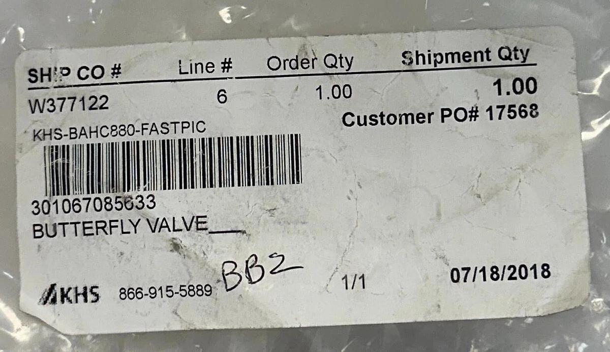 Used KHS APV 301067085633 BUTTERFLY VALVE 1'' DN25 PN10 FG1 STAINLESS STEEL NSMP