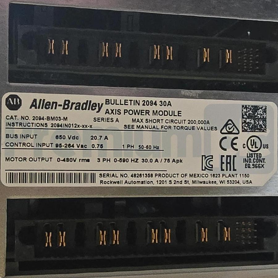 Allen Bradley 2094-BM03-M /A Kinetix 6200/6500 Axis Power Module 460V 30A NSMP