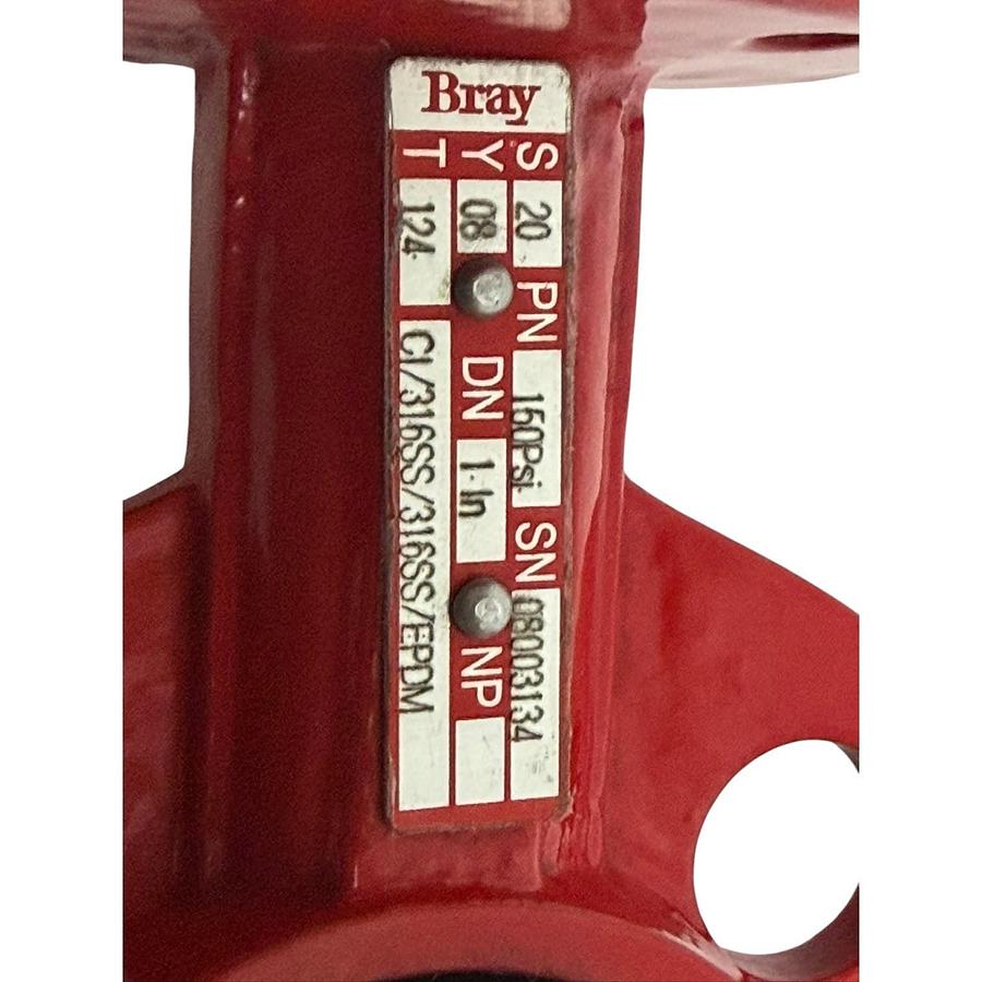 Used Bray 1" Butterfly Valve Series 20 08003134 316SS Disc EPDM Wafer New Surplus