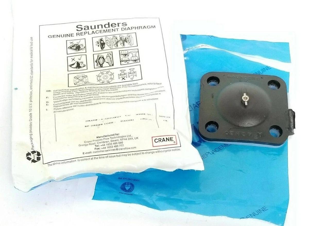 Used LOT OF 2 NEW SAUNDERS DA020S2 DIAPHRAGMS 3/4'' A-020214325-3/4''