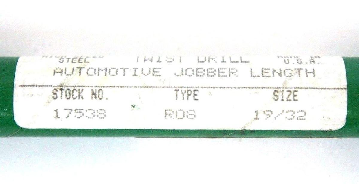 Used NEW PRECISION TWIST DRILL 17538 19/32" JOBBER LENGTH HSS TYPE R08
