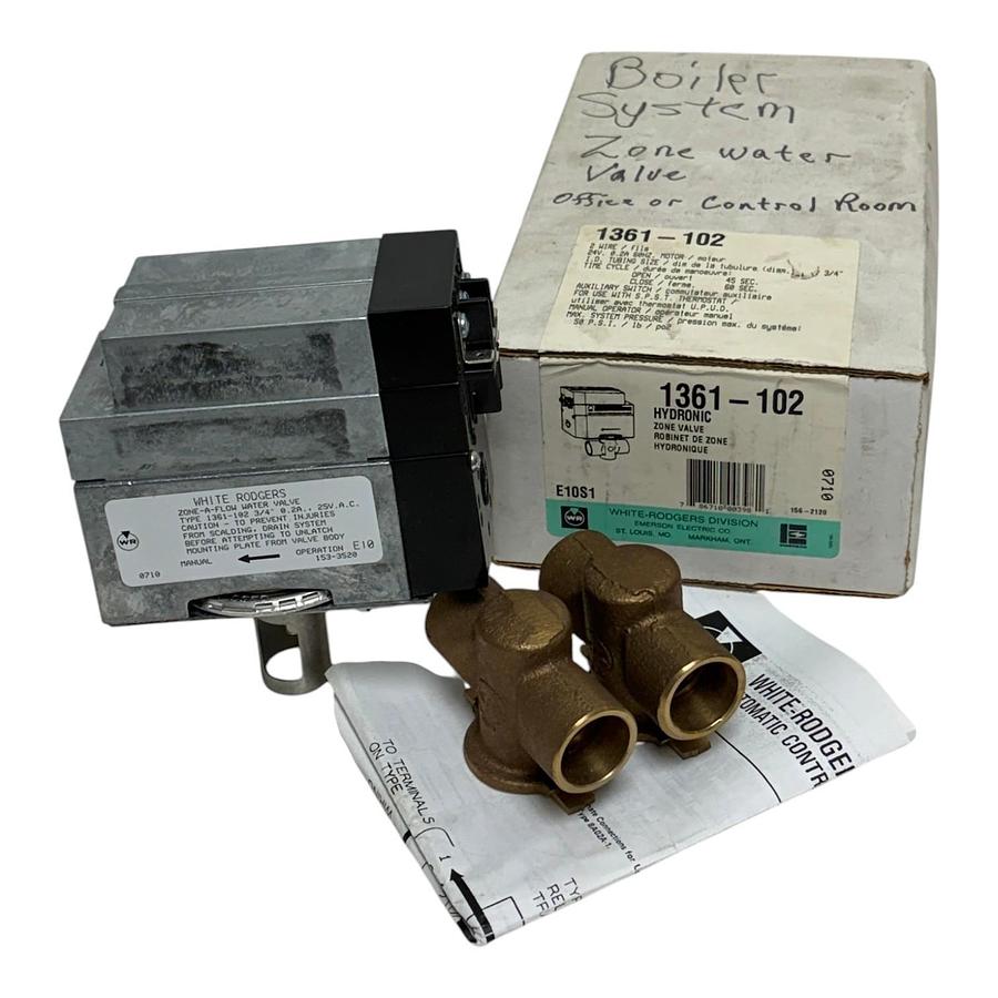 Used White-Rodgers 1361-102 Hydronic Zone Water Valve 3/4" 24V New in Box