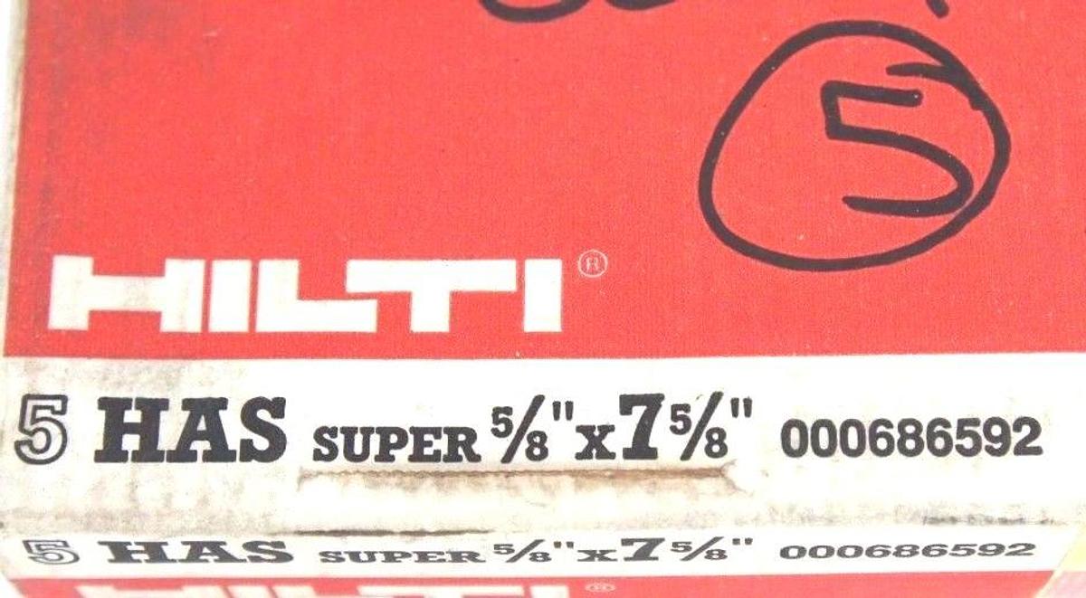 Used LOT OF 35 NEW HILTI 000686592 ANCHOR KITS HAS SUPER 5/8" X 7-5/8" X 11/16"