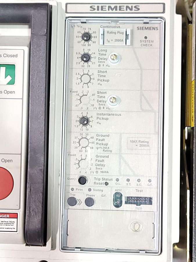 Used SIEMENS SBS2020DV / SBS2020 DRAWOUT BREAKER SBS 2000 W/2000A TRIP UNIT