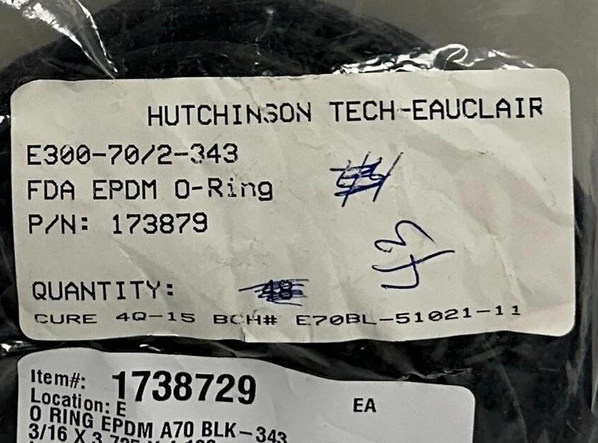 43 AAVID E300-70/2-343 / 173879 O-RINGS FDA EPDM OEM BLACK DUROMETER 70 NSMP