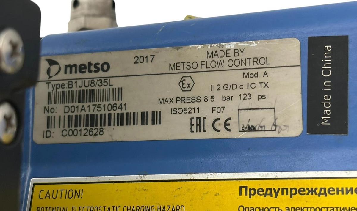 Metso Neles RAA050AS Ball Valve with B1JU8/35L Actuator and NE724 Positioner
