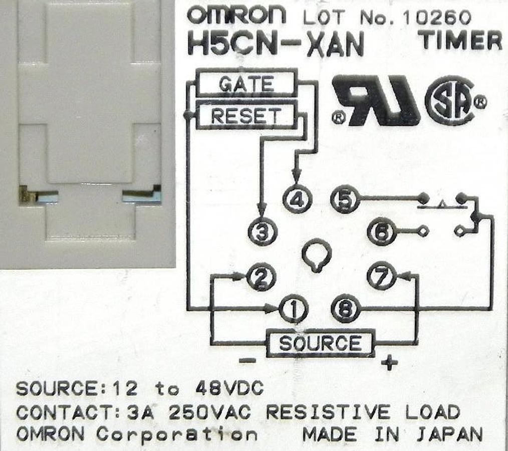 Used OMRON H5CN-XAN TIMER 12 TO 48VDC 3A 250VAC W/ P3G-08 SOCKET H5CNXAN