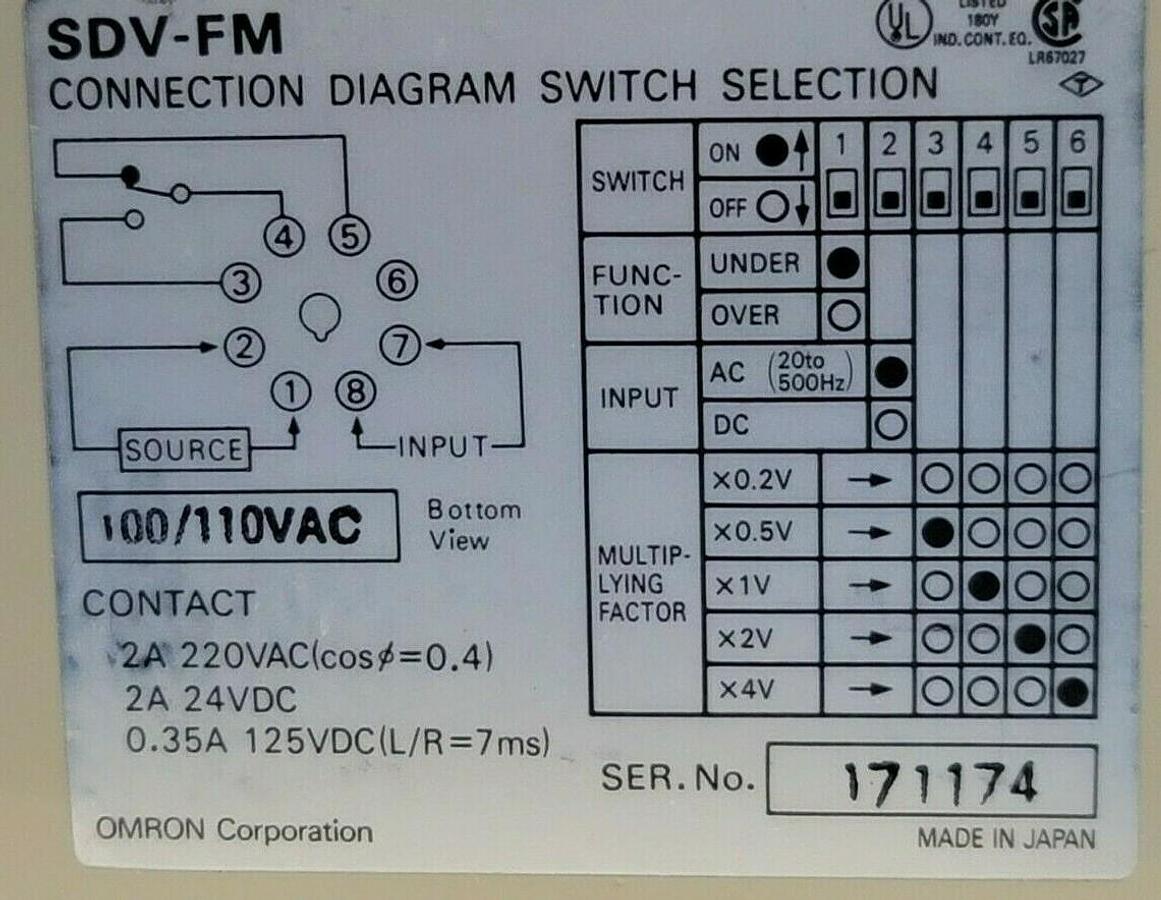 NIB OMRON SDV-FM6 VOLTAGE SENSOR SDVFM6 AC100/110V