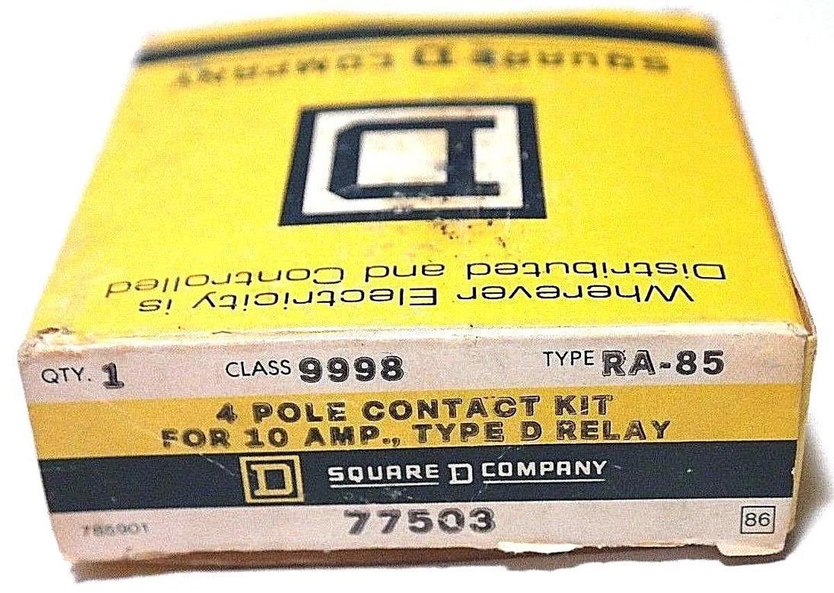 Used NIB SQUARE D 9998 RA-85 4-POLE CONTACT KIT FOR TYPE D RELAY 9998-RA-85, 77503
