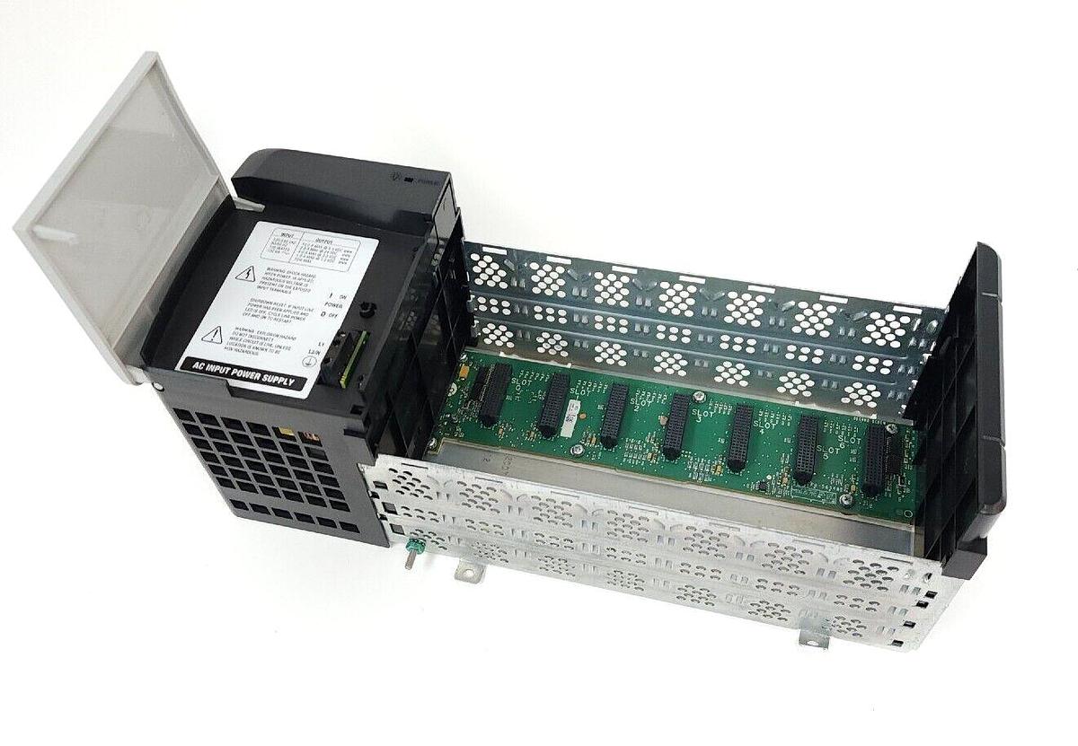 Used ALLEN BRADLEY 1756-PA72/C POWER SUPPLY W/ 1756-A7 7-SLOT CHASIS