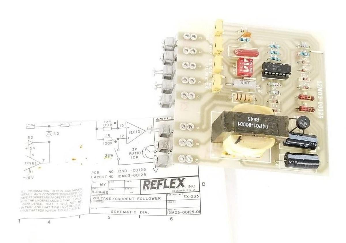 Used NIB REFLEX INC. 12M03-00125 VOLTAGE/CURRENT FOLLOWER BOARD MOD236 12M3-125