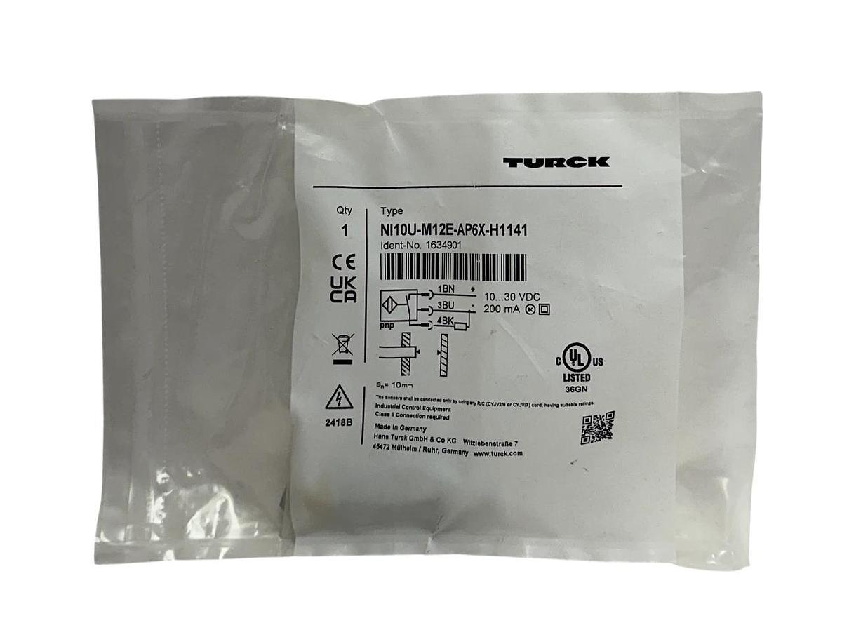 Used TURCK NI10U-M12E-AP6X-H1141 / 1634901 INDUCTIVE SENSOR UPROX 10-30VDC 200mA NSFS