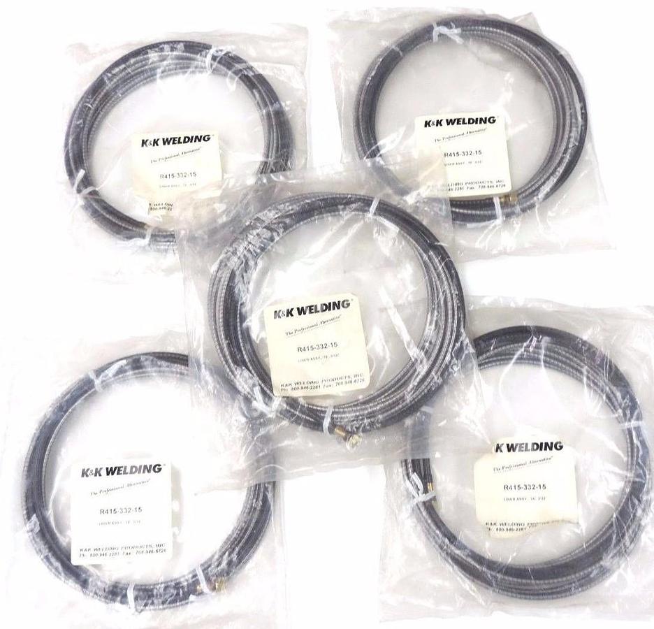 Used LOT OF 5  K&K WELDING R415-332-15 LINER ASSEMBLEY 15', 3/32''