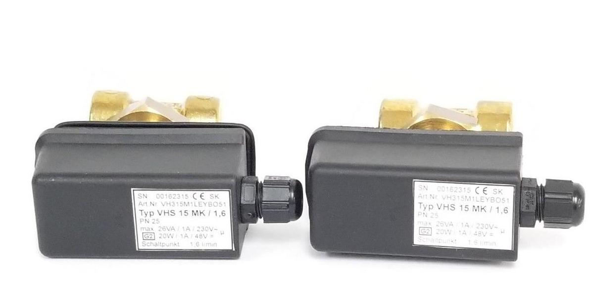 Used LOT OF 2 LEYBOLD SIKA VHS 15 MK / 1,6 FLOW SENSORS 1.6L/MIN, VH315M1LEYBO51